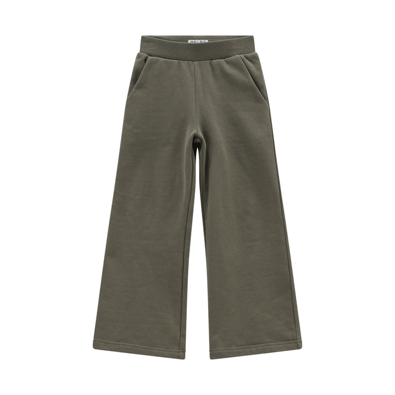 Pantalone modello palazzo. Realizzato in morbida felpa invernale, con elastico in vita e tasche inserite nei fianchi. Colore: verde oliva. Composizione: 100% felpa di cotone Brand: MELBY